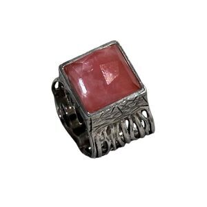 Silpada R1191 Retired 925 Sterling Silver Cherry Pink Quartz Ring Size 6